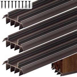 3PCS Replacement Door Bottom with Vinyl Fins 36" Long 1 3/4" Wide Threshold Seal Bottom of Door Weatherstrip Kerf Weather Stripping for 7/8" Between Barbs (Brown)