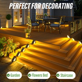 JSOT Solar Step Stair Lights Outdoor Yard Decor 10 Pack, IP65 Waterproof Deck Lighting for Outside Solar Powered, Solar Garden Light Decor for Fence, Backyard, Front Porch Step, Balcony, Wall, Patio