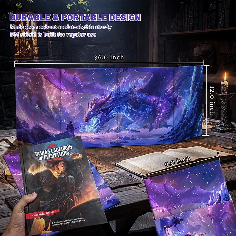 CZYY DM Screen 4-Panel Cardboard Game Master Screen with Erasable