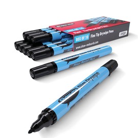 Show-Me Whiteboard Pens, Marker Pens For Whiteboard, Long-Lasting Whiteboard Markers With Easy-Fit Lids, Comfortable & Safe Dry Wipe Markers With Anti-Splay Nibs - Fine, Black, 10PK