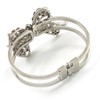Avalaya Clear Crystal Bow Hinged Bangle Bracelet/Rhodium Plated/Size M