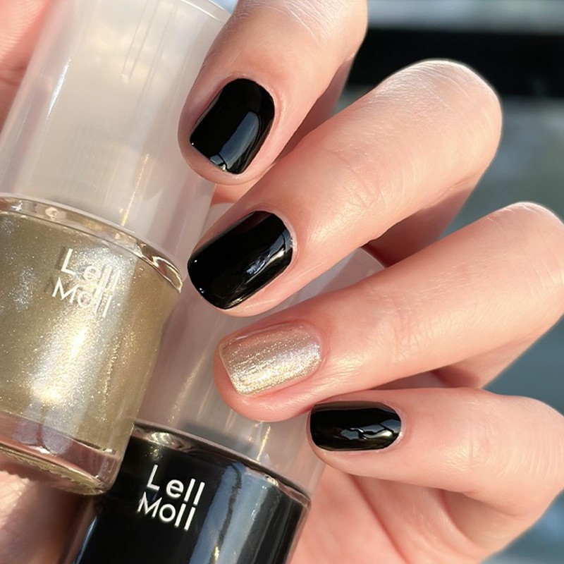 COSMOO Black Quick Dry Nail Polish, Solid Black Air Dry