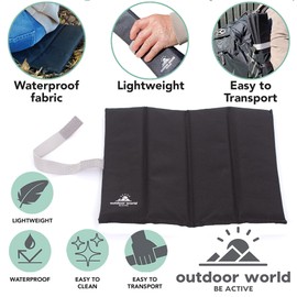 Outdoor World Folding Seat Mat - Heat Insulated, Waterproof, Moisture Resistant, Portable Seat Pad - Lightweight Seat Cushion for Outdoor, Camping, Park, Picnic, Hiking, Fishing, Beach, black