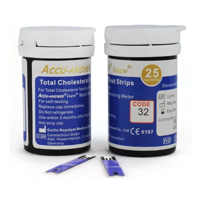 Tiras Reactivas Colesterol Accu Answer X 25 Unidades Color Azul