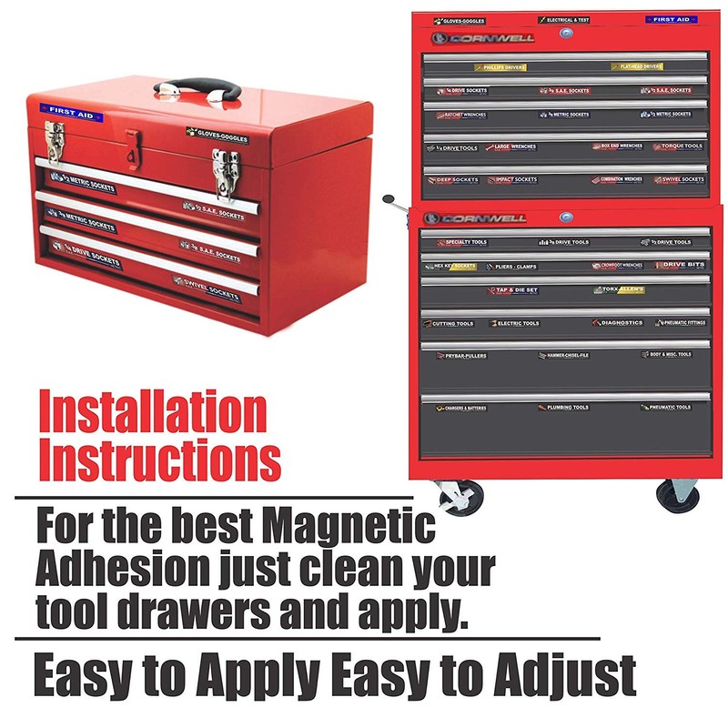 Ultimate Magnetic Toolbox Label organizer set for tool chest, boxes,
