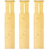 VaeFae 3 Pack Bamboo Drawer Dividers, 4" High Adjustable 16.6"