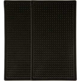 KINJOEK 2 Packs 6" x 12" Rubber Bar Service Mat Black Drink Coasters - Heavy Duty Leakproof & Non Slip Tabletop Protection for Bar Kitchen Restaurant Hotel Beverages Furniture