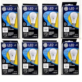 GE 61962 8PK Individual Pack 9W Soft White A19 Shape LED Light Bulb 60-W, 2700K