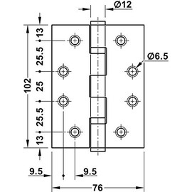 Gedotec Door Hinge Stainless Steel Black Matt Screw-On Tape for Room Doors & Gates - Startec DHB 3222 | Door Hinge for Unfolded Inner Door | Load Capacity 120 kg | Pack of 1 - Heavy Duty Hinge with