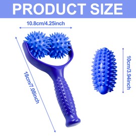 Massage Roller mit 3 Lgelball Massageball, Faszienrolle Klein zur Entspannung von Fuß, Massage Balls Faszienrolle mit Griff für Beine RüCken Arme Schultern Muskelschmerzen (Blau)