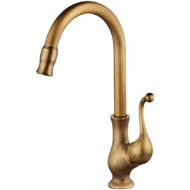 NOVOCE Kitchen Sink faucets Brass Kitchen Faucet Vintage Single Lever Kitchen Faucet Kitchen Sink faucets Faucet for Kitchen Sink Kitchen Faucet 360°Swivel for Balconies,Antique A (Color : Antique A)