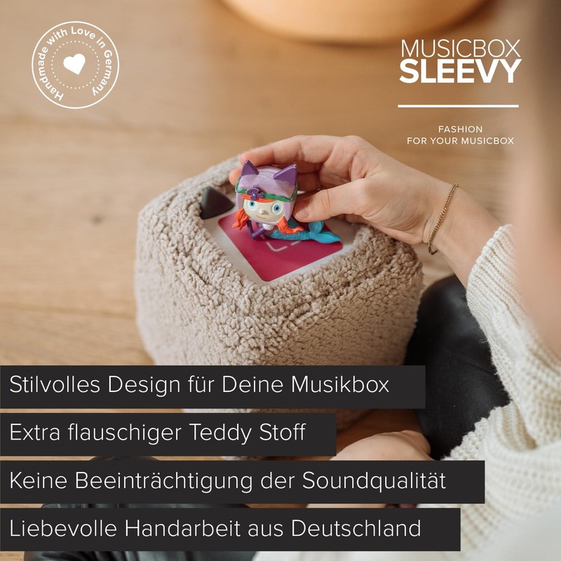 JenLiving® Musikbox SLEEVY, Teddy Plüsch Hülle, Überzug - Stilvoller Schutzbezug