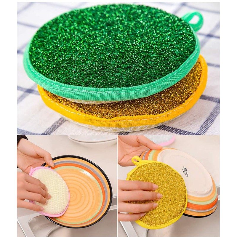 10 Pack Microfiber Scrubbing Pads Dishwashing Scrubber Sponge, Dish Scrub