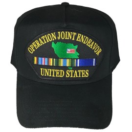HatnPatch OPERATION JOINT ENDEAVOR UNITED STATES W/ RIBBONS HAT - BLACK - Veteran Owned