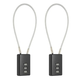 PATIKIL 3 Digit Cable Combination Lock, 2 Pcs Cable Lock with Combination 7.9" Steel Rope for Gym Bikes Cabinets Wardrobes Small Fences, Black