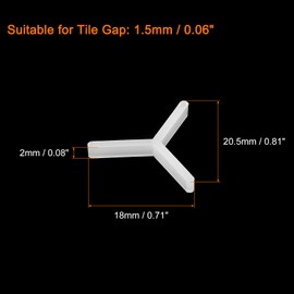 uxcell 1000Pcs Wall Floor Tile Plastic Y Type Spacers Tiling Tools 1.5mm 1/16 Inch Hexagon Tile Spacers for Ceramic Tiles Installation, White