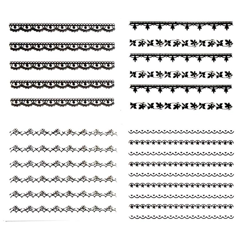 New8Beauty Nail Art Stickers Decals Series 11B (30-Pack) - Black