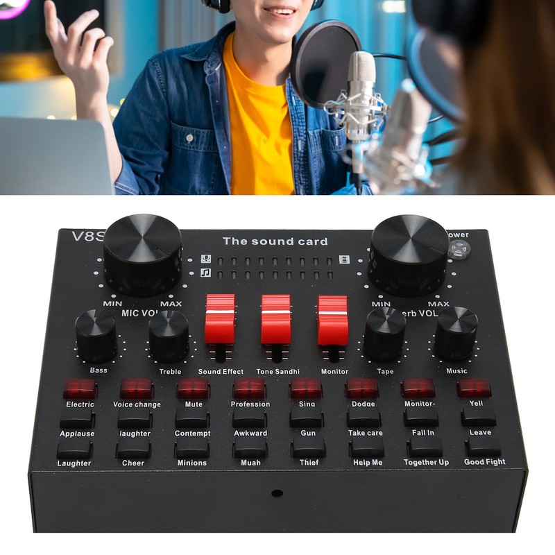 Bluetooth Live Sound Card 8 Modes Voice Changer Sound Mixer