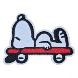 Unbranded SNOOPY RELAXING ON RED SKATEBOARD PEANUTS CARTOON CUTE FUNNY IRON ON PATCH