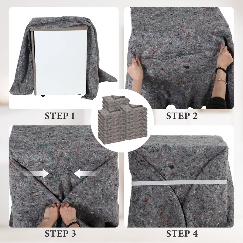 Oudain 24 Pieces Moving Blankets Bulk 39 x 71 Inch