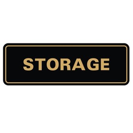 Standard STORAGE Door/Wall Sign - Black/Gold - Large (1 Pack)