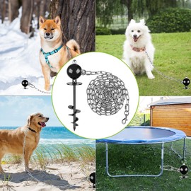 SELEWARE Dog Tie Out Stake Outdoor Anti-Rust Dog Anchor with Stainless Steel Dog Chain Leash for Large Dogs up to 100 lbs, Free Rotation Dog Stake Dog Camping Gear 30 ft A