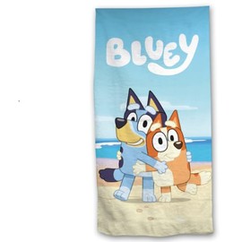 Jerry Fabrics Bluey Bingo Beach Towel for Kids Swim Children Bath Towel Gift, 70 x 140 cm, Blue