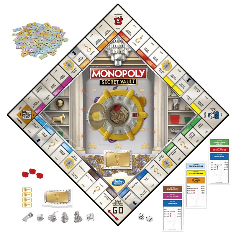 MONOPOLY Secret Vault Board Game for Kids Ages 8 and