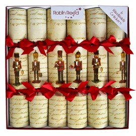 Olde English Crackers Nutcracker Script Christmas Favors - Set of 6 decorative favors, each with a miniature nutcracker tree ornament enclosed for all holiday occasions
