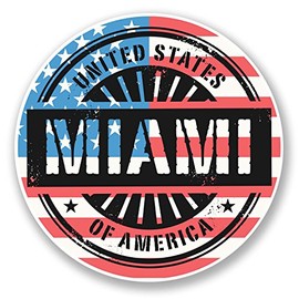 2 x 10cm Miami Florida USA Vinyl Sticker Travel Luggage Flag Map Laptop #6068 (10cm x 10cm)