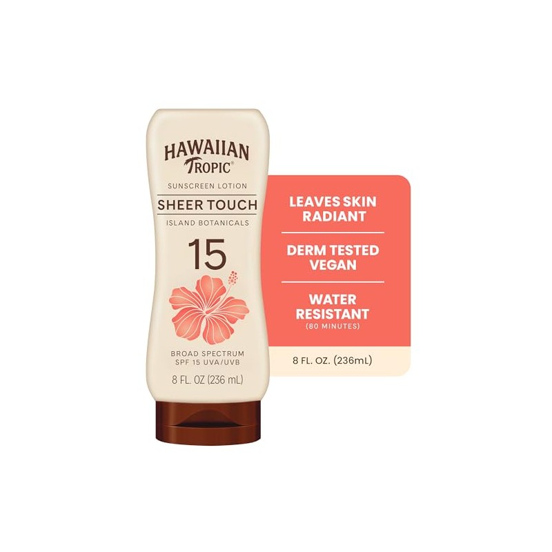 Hawaiian Tropic Sheer Touch Lotion Sunscreen SPF 15, Unisex, 8