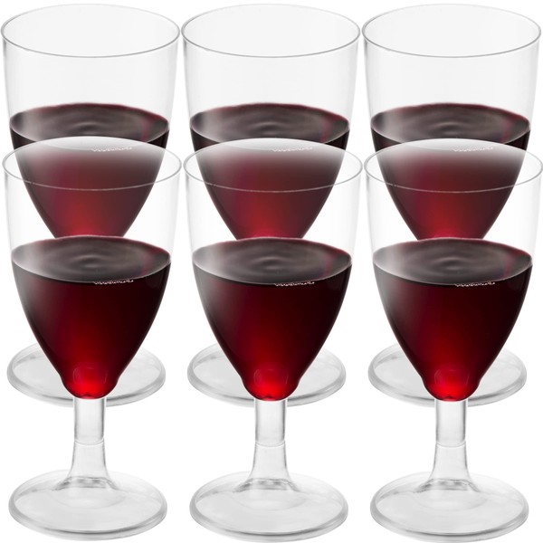 JoyServe Bulk 7 oz Plastic Disposable Wine Glasses - (Pack of 24) Clear BPA-Free Plastic Wine Glasses with Stem and Party Drinking Glass Cups for Parties, Weddings, Toasts, Food Samples, Catering