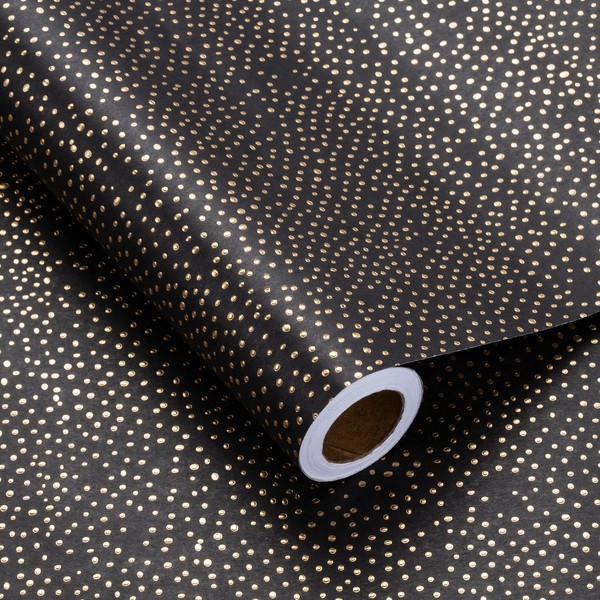 LeZakaa Embossed Wrapping Paper Roll - Dot Pattern with Gold