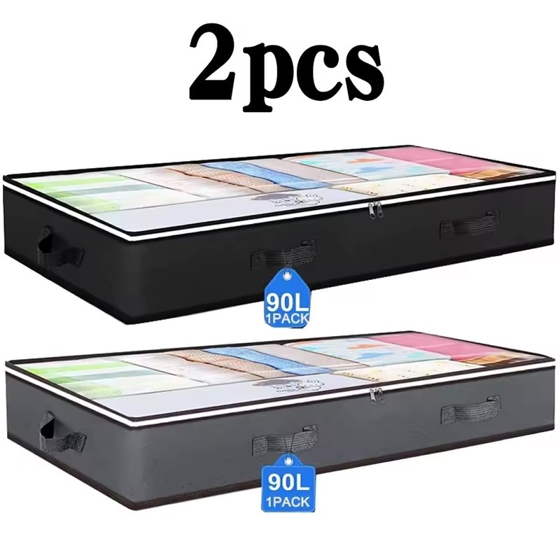 Non-Woven Fabric Storage Box Organizer with Lid - Foldable Clothes