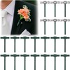 Hzopcw 20pcs Boutonniere Safety Pins, Plastic T-Shaped Boutonniere Clips, Triangle