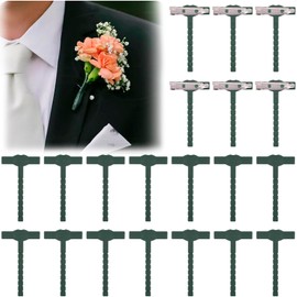 Hzopcw 20pcs Boutonniere Safety Pins, Plastic T-Shaped Boutonniere Clips, Triangle Safety Pins Brooch Supplies for Formal Dinners Business Events Wedding Birthday Parties- Green