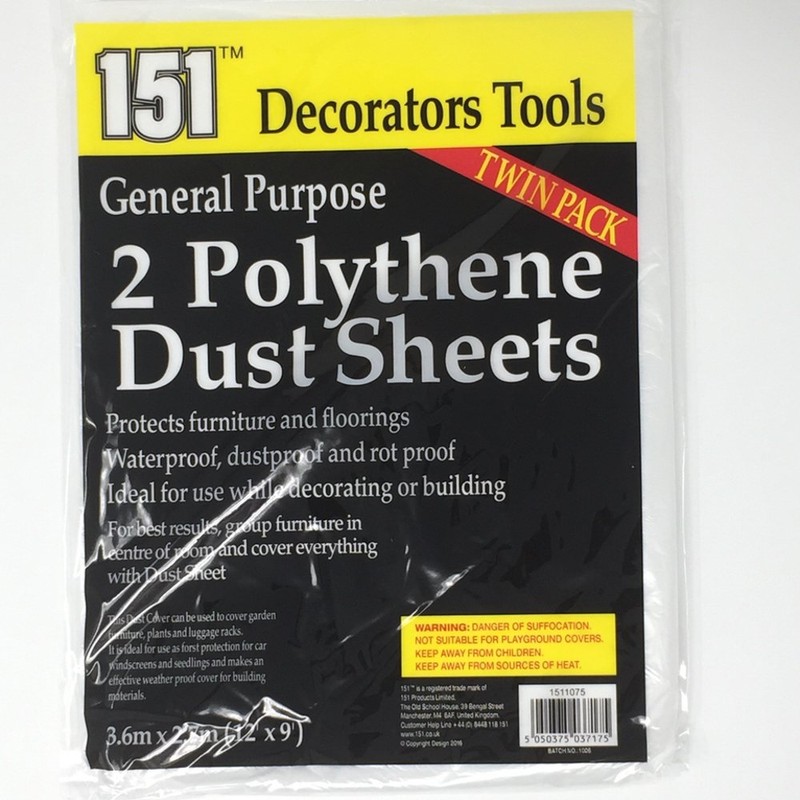Pack of 8 Polythene Dust Sheets for Decorating or Building