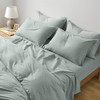 Eikei Washed Cotton Chambray Fitted Sheet Set Solid Color Casual