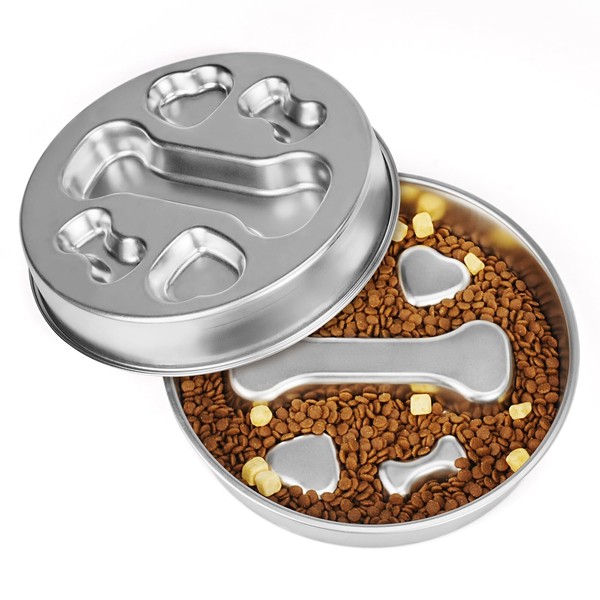 Slow Feeder Dog Bowls-Stainless Steel Slow Feeder Dog Bowl, 2-Cup