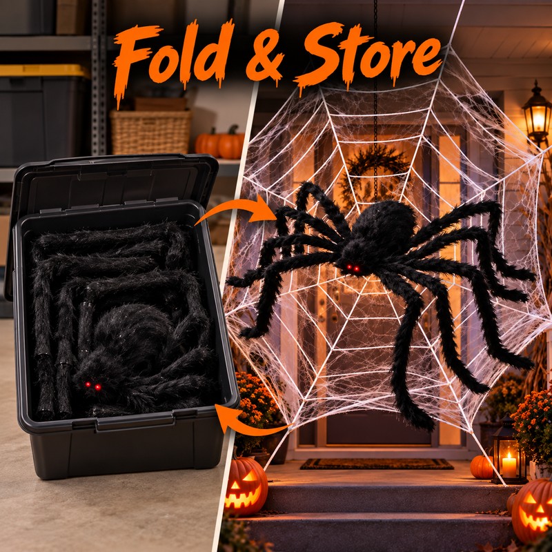 Giant Halloween Spider Decoration, Bendable Legs, Indoor Outdoor Yard Porch