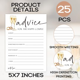 Bridal Shower Games, Advice for the Happy Couple, 25 Bridal Wedding Shower Game Cards(5 * 7inches), Wedding Advice Cards, Wedding Party Favors for Guests, Minimalist Wedding Party Supplies-A05