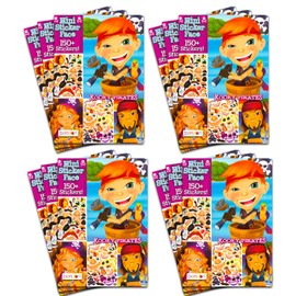 1000+ Make a Face Stickers Kooky Pirates 5" x 7" Bulk Party Favors - 12 Pc Classroom Rewards Goodie Bag Stuffer Sticker Face Crafts - Caribbean Pirates Create-a-Face Party Supplies Decorations