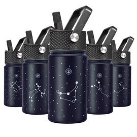 BJPKPK Water Bottle with Straw Lid, 15 oz Insulated Water Bottle, Stainless Steel Metal Water Bottles, Reusable Leak Proof BPA Free Thermos, Flask, Cups,Constellation-Capricornus