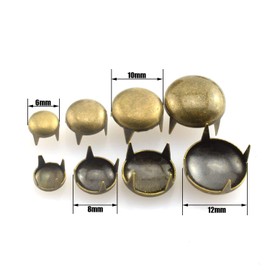 RuiLing 120pcs Bronze DIY Nailhead Round Dome Studs Assorted Kit Leathercraft Rivet Metal Punk Spikes Spots for Punk Rock Leather Craft Clothes Belt Bag Shoes Jewelry Decorations 6/8/10/12mm