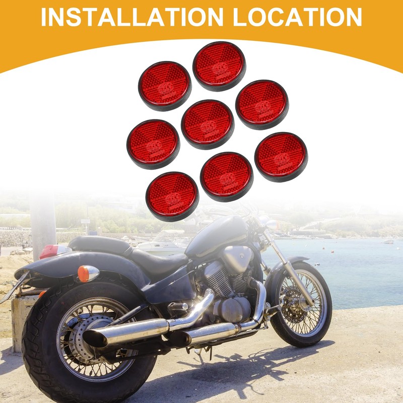 Partuto 8 Pcs Universal Universal Reflector - Plastic Red