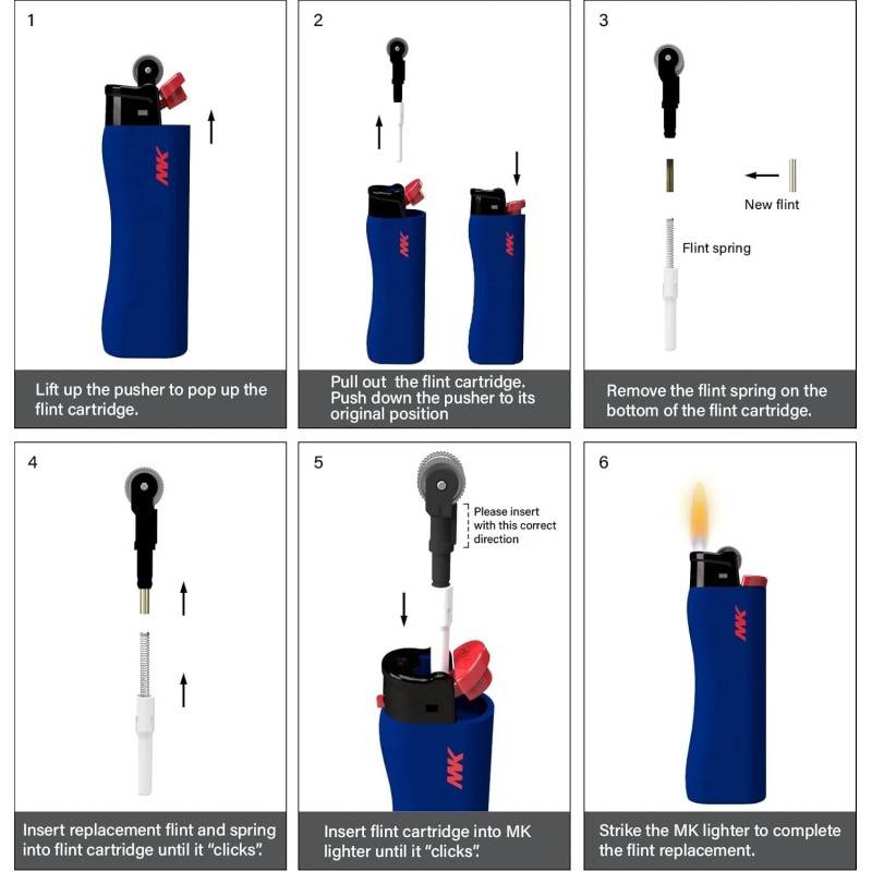 MK 50-PACK MK Grip Pro Refillable Butane Pocket Lighter (703335)