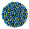 DEKO RANDO Felt Round Coaster, Large, Lime x Blue, 1