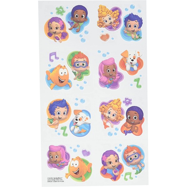 Aqua Awesome Bubble Guppies Party Temporary Tattoo Favours, Paper, 2", Pack of 16