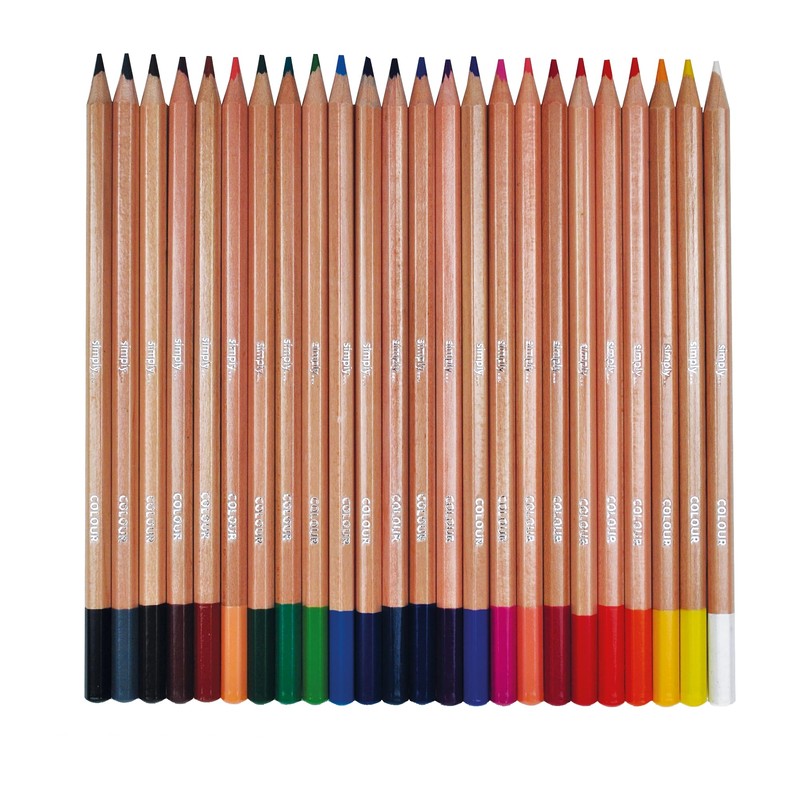Daler-Rowney Simply Hex Colouring Pencil Set, 24 Assorted Colours, Ideal