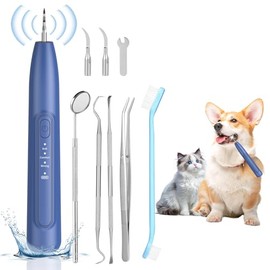 Dog Plaque and Tartar Remover, 3 Modes Ultrasonic Pet Teeth Cleaner with LED Light, Low Noise Sonic Dog Teeth Cleaning Kit, Dogs Plaque Remover Tool with Toothbrush 2 Cleaning Head for Pet Dental Care